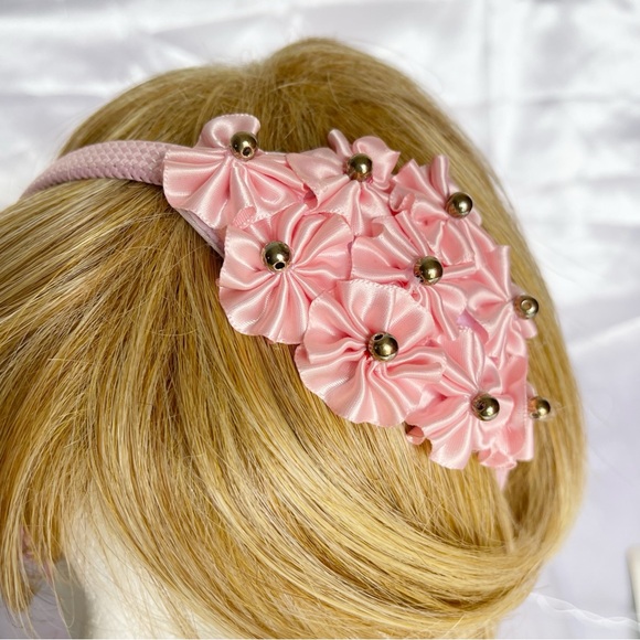 New Girls head bands pink embellished handmade - Picture 8 of 16